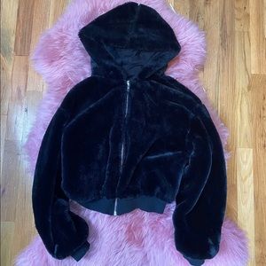 Topshop fuzzy black jacket
